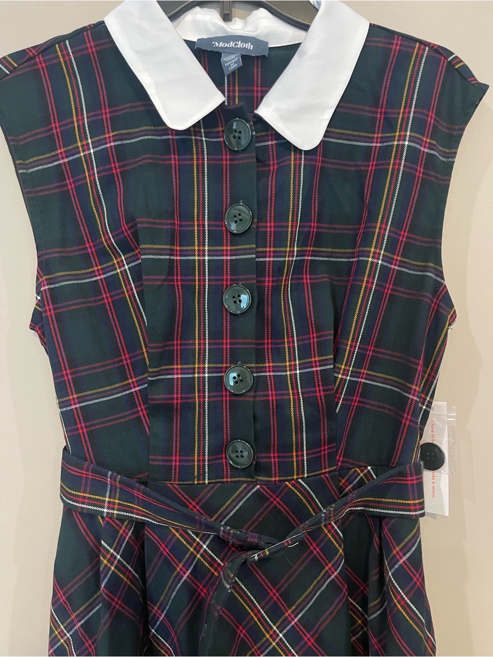 Modcloth Plaid Dress with White Collar - Picture 2 of 8